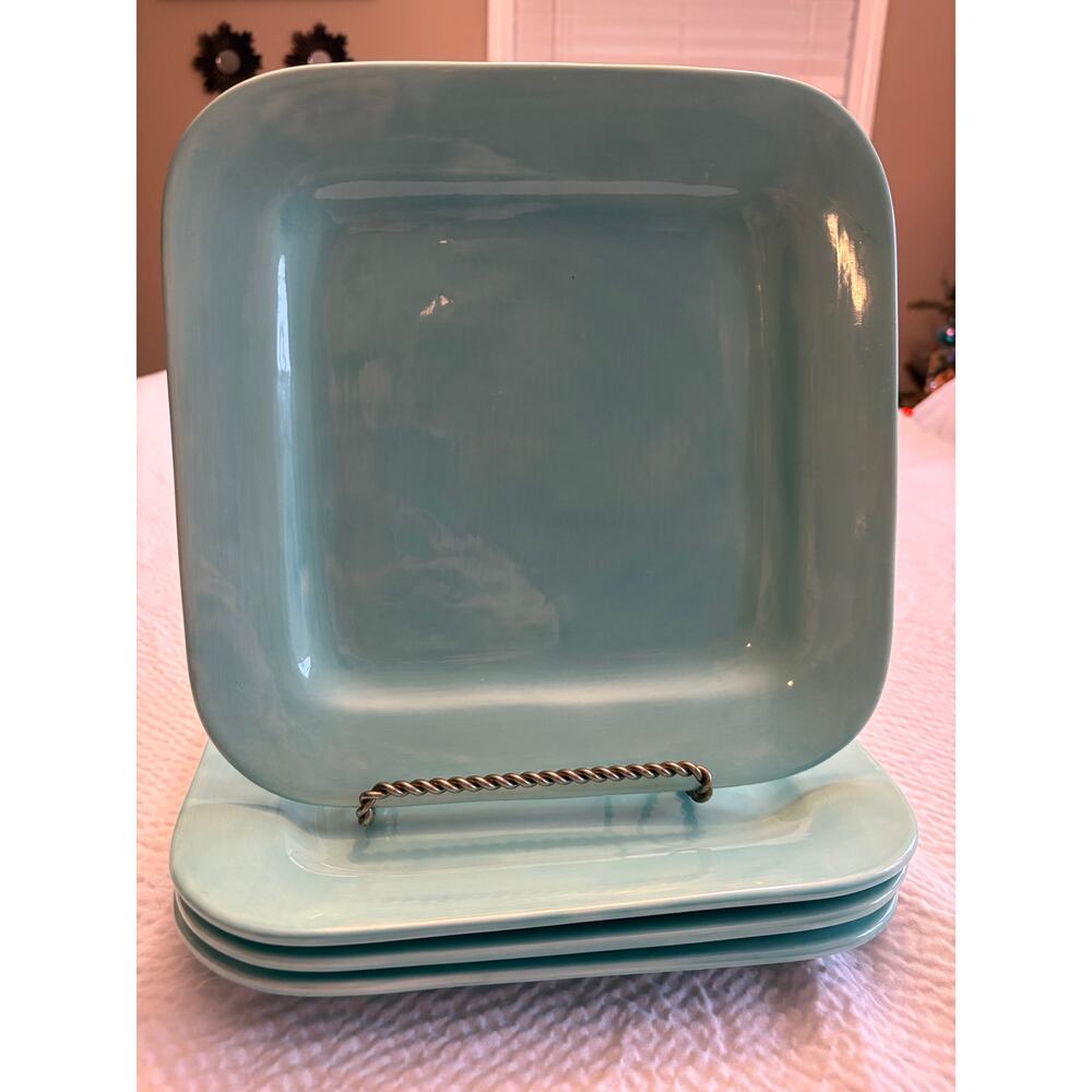 American Simplicity by Home Turquoise 11.25” Square Stoneware Dinner Plate